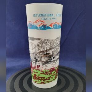 Vtg Blakey Gas Station Frosted Glass 1950s Salute Ste Marie International Bridge